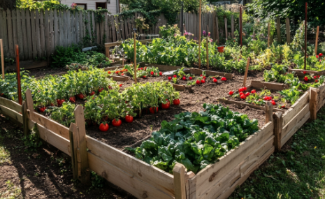 Potager avec association aubergine et courgette