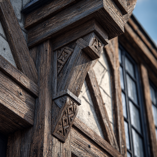 Focus colombage sur maison alsacienne