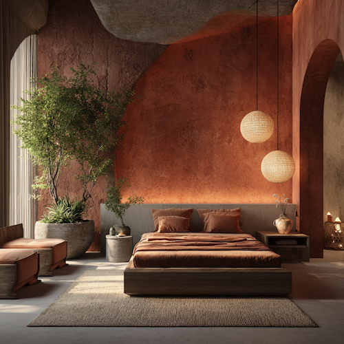 Chambre terracotta naturelle et beige