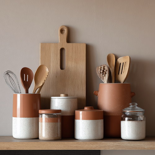 Accessoires dans les tons terracotta