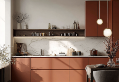 Cuisine terracotta et blanc moderne