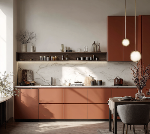 Cuisine terracotta et blanc moderne