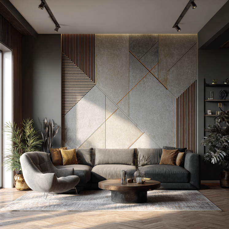 Papier peint panoramique dans un salon